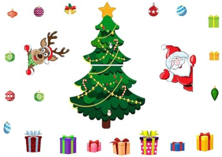 Flaroey Refrigerator Magnetic Christmas Tree Reusable Holiday Decorations, Bright Magnetic Decorations