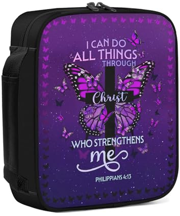 Purple Bible Cover Case For Women, Bible Cover With Handles, Bibles Carrying Case For Women, Christian Gifts For Female, Purple Bibles Book Bag,