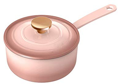 Milk Pan Cast Iron Milk Pan Enamel 18cm Household Single Handle Baby for Daily Use(Pink)