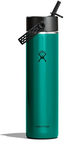 Hydro Flask – Lightweight Wide Flex Straw Cap Bottle 710 ml (24 oz) | Edelstahl, auslaufsicher mit Trageschlaufe – Kalt 24 Std. isoliert – Emerald Green