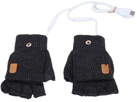 EIMSOAH Electric Heated Fingerless Gloves Breathable Acrylic Fiber Hand Warming for Gaming Skiing (Deep Gray)
