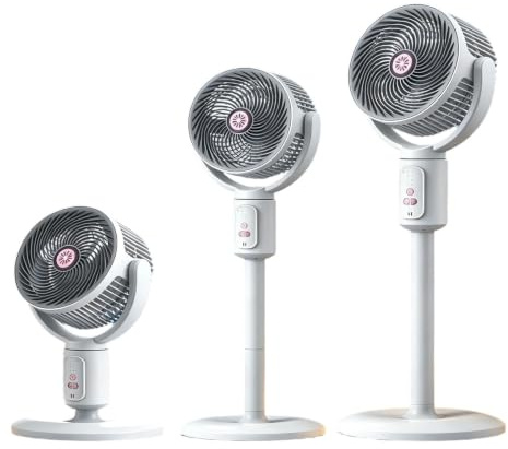 Standing Fan Air Circulator Adjustable Height Cooling Fan, Quiet 30dB Pedestal Fan, 90° Oscillating, 5 Speeds 3 Modes with Timer, Bedroom, Home Office Whole Room Airflow Circulation