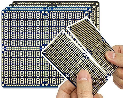 ElectroCookie PCB Prototype Board, Snappable Strip Board with Power Rails for Electronics Projects Compatible for DIY Arduino Soldering Projects, Gold-Plated, 3.8x3.5 (4 Pack, 2Blue+2Black)