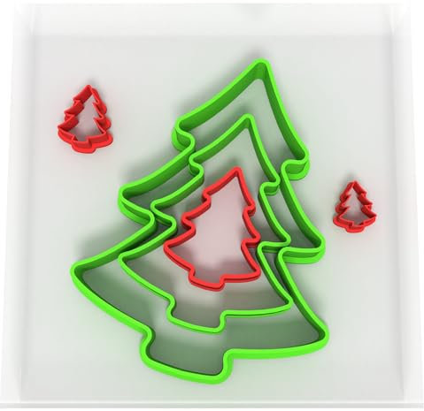 Custom Cutters Christmas Tree Shape Cutters | Set of 5 Plastic Cutter for Baking, Fondant, Clay, Pastry, Icing, Jewellery (1.5/2/3/5/8CM)