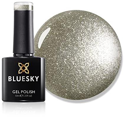 Bluesky 5D Cat Eye Gel Nail Polish, Magnetic Nail Art, Sparkling Lights, SW04. Dark Silver Glitter 10 ml