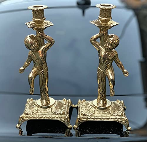 2 x Kerzenleuchter Messing Kerzenständer Gold Kerzenhalter 28cm Tischdekoration Kerzenständer Antik Stil Kerzenhalter Barock jugendstill Tischleuchter Tischdeko 82109
