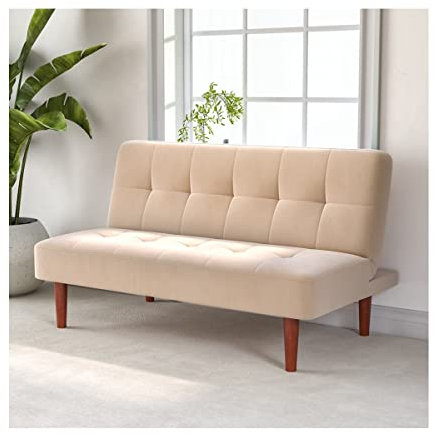 INMOZATA Sofa Bed 2 Seater Occasional Sofa Linen Fabric Single Corner Sofa Couch Settee Recliner Sleeper Sofa for Kids Living Room Bed Room (Beige)