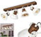 Deckenleuchte Orny, Deckenlampe im Vintage-Design aus Metall/Holz in Weiß/Braun m. Lichtschlitzen, Leuchte m. Holzbalken, Textilkabeln und verstellbaren Strahlern, 4-flammig, E27, ohne Leuchtmittel