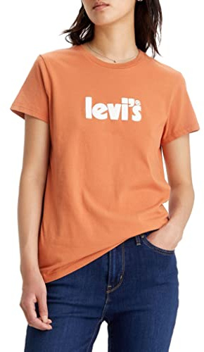 Levi's Women's The Perfect Tee- Poster Logo T-Shirt, Poster Logo Autumn Leaf, S