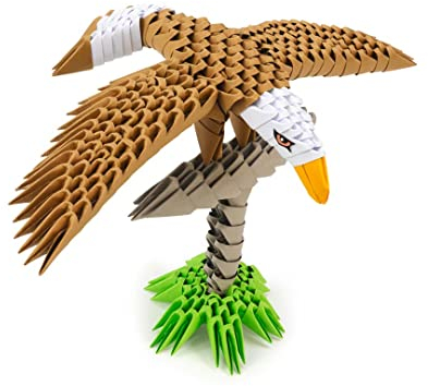 Origami 3D 501827 - 3D Origami Adler - Schöne 3D Papierskulptur mit patentierten Bauteilen und verständlicher Bauanleitung, 336 Teile, 24x16x15cm, ab 8 Jahre, Mittel