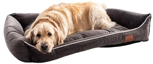 FUUFEE Hundebett L | Hundesofa für Große Hunde 100 x 80 cm | Waschbar Hundebett | Abnehmbarer Bezug Mit Reissverschluss | Graphit