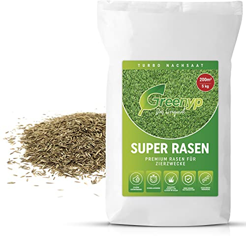 Greenyp® - Semi di erba decorativa di alta qualità, per prato da sogno, semi di erba, particolarmente densi, 5 kg per 200 m²