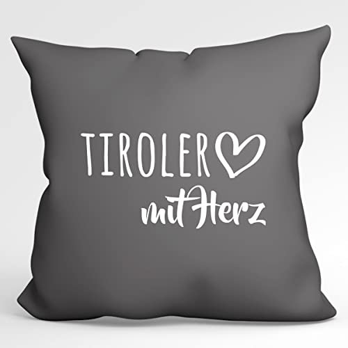 Huuraa Kissen Tiroler mit Herz Deko Zierkissenbezug 40x40cm Steel Grey mit Motiv für die tollsten Menschen Geschenk Idee für Freunde und Familie