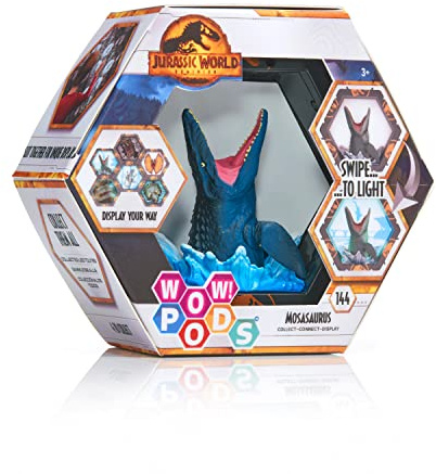 WOW! STUFF PODS - Jurassic Dominion - Mosasaurus | Leuchtende Wackelfigur | Offizielles Fallen Kingdom Merchandise, Spielzeug und Geschenke für Jungen und Mädchen, Grau, 10,2 cm
