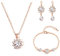 QKEPCY Parure Gioielli Set per Donna Oro Rosa Fiore di Sole Ciondolo Collana Orecchini Bracciale Set Cristallo Intarsiato Elegante Delicato Regalo Perfetto per Le Donne