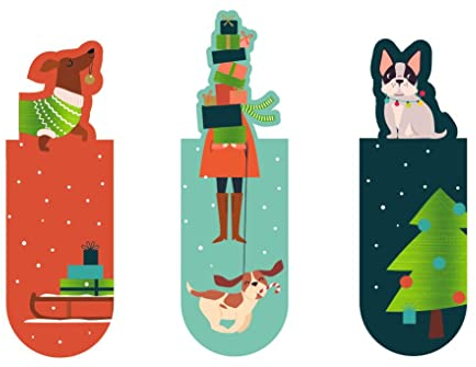 Magnetlesezeichen / bookmarker Weihnachts-Hunde | 3er Set | magnetisches Lesezeichen charmant illustriert