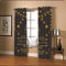 AmDxD Vorhang Blickdicht, Weihnachtsbaum mit Weihnachtskugel Sterne Vorhang Muster Modern Schwarz Gold Vorhang Blickdicht mit Muster für Hotels Büros Wohnzimmer, 214x138CM (B x H)