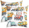 Homewish Kinder Bagger Dekorative Kissenbezüge, LKW-Kissenbezüge für Schlafzimmer Wohnzimmer, Traktor Maschinen Baufahrzeug Kissenbezüge, Kran Bagger Mixer Wurfkissenbezüge, 40x40 Set von 2