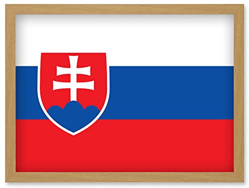 Artery8 Slovakia National Flag Patriotic Vexillology World Flags Country Region Poster Artwork Framed Wall Art Print A4
