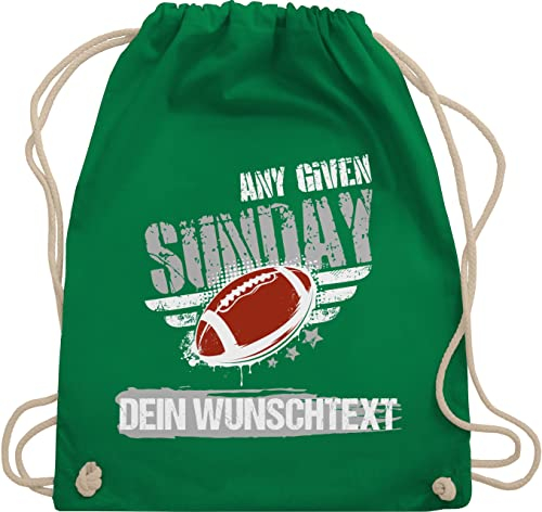 Turnbeutel Rucksack - Geschenke - American Football Geschenk Any given Sunday Wunschtext Name Superbowl - Unisize - Grün