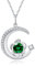 GEMLANTO 925 Sterling Silber Mai Geburtsstein Erstellt Smaragd Halskette Rose & Mond Anhänger Edelstein Geburtstag Muttertag Schmuck Geschenke für Frauen Mädchen Mutter Tochter, verstellbare Kette