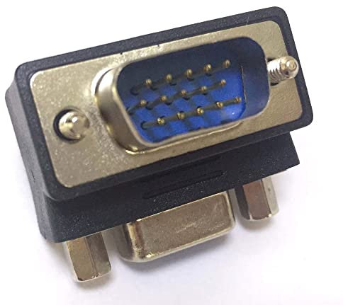 New 1x PC Connector 90 Degree 15 Pin Joint Notebook Laptop Host Computer Display Monitor VGA Connect Adapter Right-Angle Elbow VGA3+9 Line Male To Female Conversion Head Screw Parts Accessories