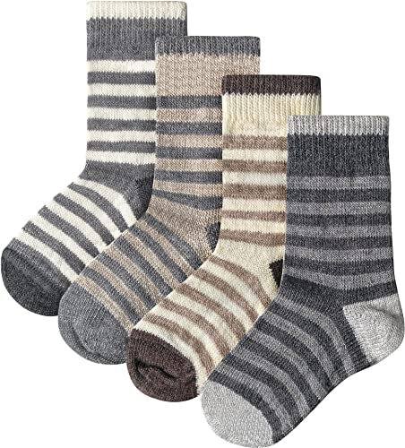 normani 4 Paar Kinder Alpaka-Socken perfekte Passform, wärmeschutz, atmungsaktiv, angenehmes Tragegefühl Größe 27-30
