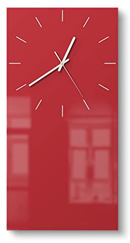 DEQORI Reloj de cristal | horizontal 30 x 60 cm | colores lisos – rojo | gran reloj de diseño XXL de cristal | silencioso reloj de pared para salón y cocina | moderno reloj llamativo para la pared