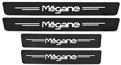 JYMLOV 4 Pezzi Fibra di Carbonio Battitacco per Auto Sticker, per Ren-Ault Megane 2 3 Scenic 4 1, Esterno Battitacco Protezione Plates Anti-Graffio Scuff Adesivi Decorativi Accessori,Black