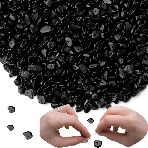 XIANNVXI Obsidian 400pcs Perlen zum Auffädeln Kristalle Perlen Kristall Steine Perlen für Armbänder Ketten Ohrringe Schmuck Machen Crafting Natürlichen Unregelmäßige Gebohrt DIY Edelsteine 5-8mm