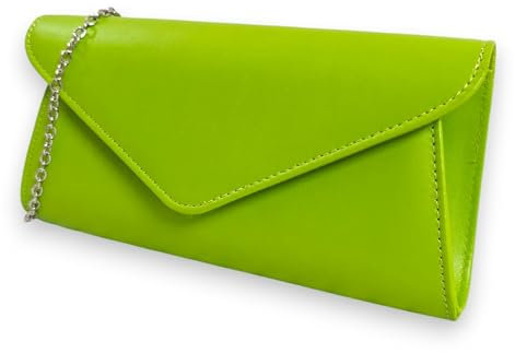 UShopUK Bolso de mano liso de piel sintética para novia, graduación, boda, noche, fiesta, bolso de mano, lime green