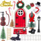 Killogood Wichteltür Set, Komplettset Wichteltür Zubehör Weihnachten, Miniatur Wichtel Zubehör für Kinder, Wichtelse mit Holz Rot Wichtel Tür Briefkästen Kranz Weihnachtsbaum Zaun