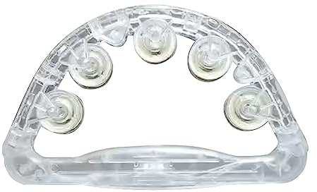 KOCAN Bunte LED-Handglocken, Zweireihig, Metallische Schellen mit 3 Beleuchtungsmodi, Kunststoff-Hand-Tamburin, Musik-Percussion-Trommel, Halbmond-Handglocke für Erwachsene