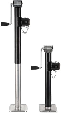 ECUTEE 2X Anhängerstütze Ausdrehstütze Anhänger Stützen Höhenverstellbar 53-90cm Stützfuß Kurbelstütze Anhängerstützen Stützen für Wohnwagen Wohnmobil Pkw Yachten Stützrad Anhänger, Stahl, Load 800Kg