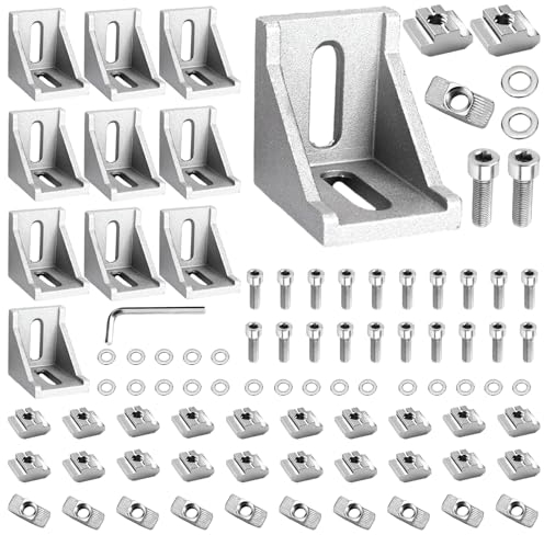 10stk Aluprofil Winkel 30x30mm Befestigungsmaterial Winkel Befestigung, Raster Streben Winkelverbinder Eckwinkel Aluminium Eckverbinder für Strebenprofil Nutprofil Montageprofil