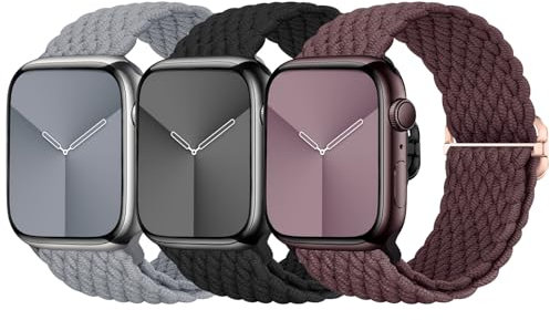Nepfaivy 3 Pezzi Cinturino Compatibile con Apple Watch 38mm 40mm 41mm per Donna Uomo, Cinturini di Nylon Ricambio Intrecciato Regolabile per iWatch SE/Ultra/Serie 9/8/7/6/5/4/3/2/1(S, Tipo 5)