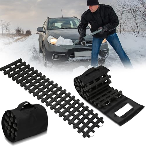 Ansobea Ayuda de tracción para arrancar, 2 unidades, 100 x 21 cm, con bolsa de almacenamiento, placas de tracción, para arena, nieve, para coches, camiones, todoterrenos