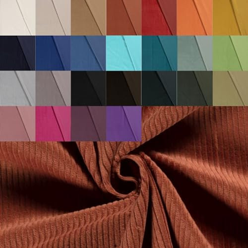 Breitcord Meterware - robuster Cordstoff - weicher Baumwollcord - dicker Rippenstoff - breit gerippt - fester Cord Baumwolle *ab 50 cm, Farbe: 056 rost