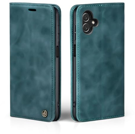 LBH Handyhülle für Samsung Galaxy A05 in Petrol Blau mit Karten- und Geldfach Smartphone Hülle mit Standfunktion Flip Case Schutzhülle Magnetverschluss Vintage