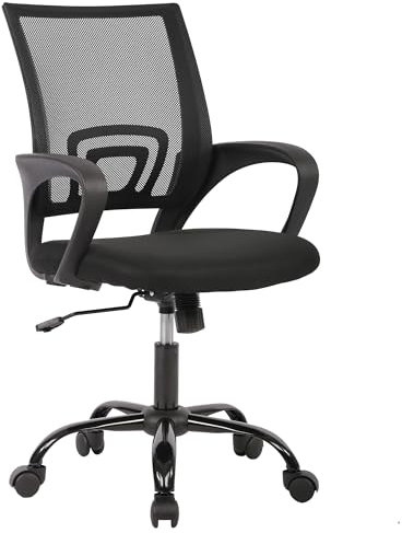 BestOffice Chaise de Bureau Ergonomique avec Siège Dossier en Maille Respirante Hauteur Réglable Fauteuil d'Ordinateur Inclinable à roulettes Pivotantes Noir