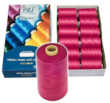 Nähgarn Polyester 12 Spulen 40/2 120er je 1000m Allesnäher Sortiment Farbwahl