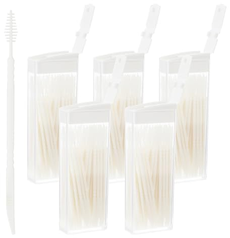Qianyu 300 Stück Interdentalbürste Zahnstocher Tragbarer Dual-Use Zahnseide Stick Zahnspangen Bürste für Zahnreinigung Zwischenräume Werkzeug hygienischer