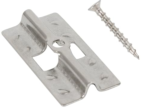 100Stk Edelstahl Terrassenclips Edelstahl Befestigungs Clips Versteckt Abstandshalter Clips mit 100 Schrauben für WPC/BPC, Bambusholzboden Verschluss, Höhe des Kartensteckplatzes: 7 mm