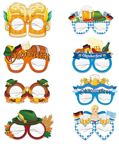 ADMAY Oktoberfest Partybrillen Set - Lustige Papierbrillen im 8er oder 12er Pack für Bayerische Feierlichkeiten und Fotokabinen (8)