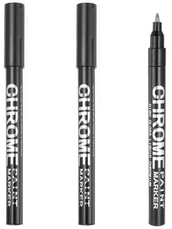 PATIKIL 3Pcs Marqueurs Chrome Stylos Liquides Miroir Chrome Silver | Stylo Peinture Permanent Avec Pointe Extra Fine 0.7mm Pour Painting, Imperméables, Réfléchissants Brillants Métallisés