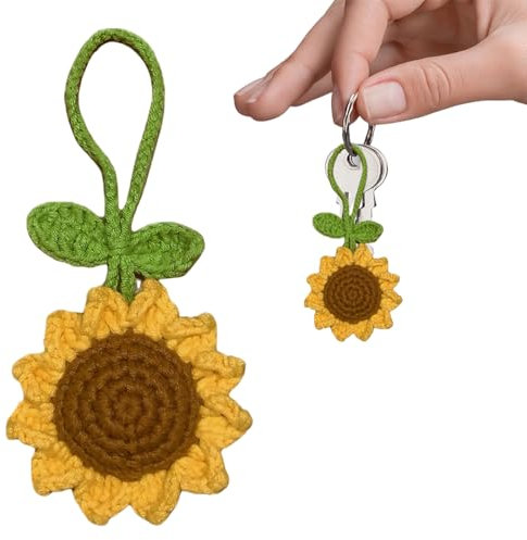 ZKGYUS Häkeln Gänseblümchen Auto deko autospiegel anhänger Anhänger Baumwolle Niedlich Rückspiegel Hängende Charms Handgemachte Gestrickte Gewebte Gänseblümchen Quaste Auto Zubehör