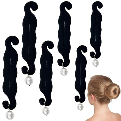 6 PCS Pearl Hair Bun Makers Magic Sponge Hair Foam Twister Lazy Curler Clips French Hairstyle Easy Doughnut Styling DIY Bands Ponytail Hair Bun Maker Tool Styling Tool Accessories for Women Girls
