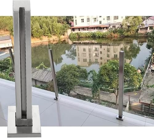 EdfYHSL Palo di recinzione for pannelli in vetro, palo di ringhiera in vetro in acciaio inossidabile for parapetti for piattaforme interne ed esterne Per le scale di balconi e terrazze(End Post,95cm/3