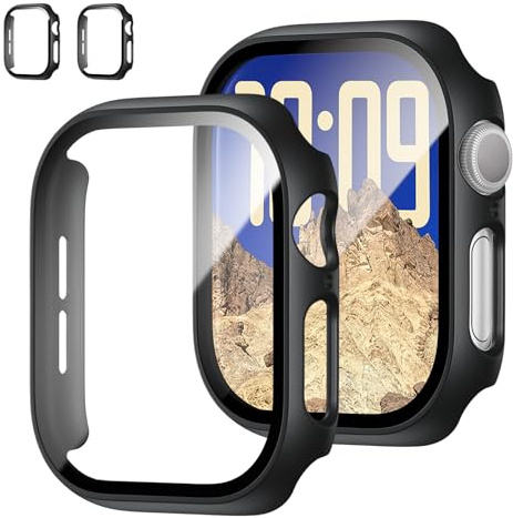 2 Stück Schutzhülle mit Apple Watch Series 11/10 42mm Displayschutz, Slim Guard Bumper Full Coverage PC Hard Hülle HD Ultra-Thin Cover für iWatch Series 11/10 42mm