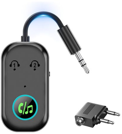 iKDSAW Bluetooth Sender Empfänger, Aux Transmitter Adapter 5.3, 2 in 1 Bluetooth Sender für Flugzeug,TV, Heimstereoanlage, Lautsprecher, Kopfhörer, Auto, 3,5 mm Klinke Dual